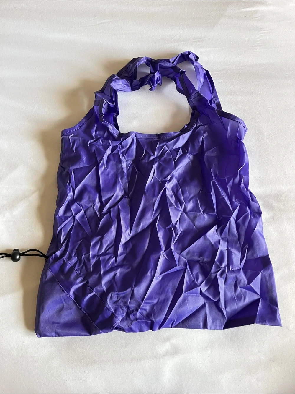NYU Purple Nylon Packable Reusable Shopping Tote Bag Drawstring Pouch Blue 12x12